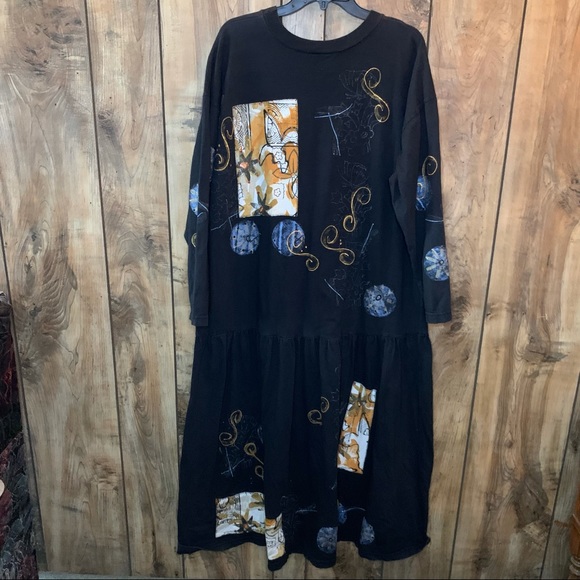 VC Torias Vintage 90's Art to Wear Hand Painted Dress floral - Picture 7 of 10